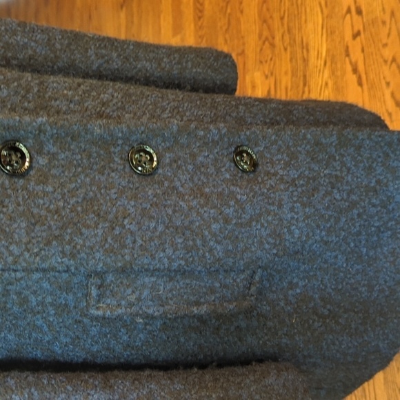 Anne Klein Pea Coat Cobalt Blue Wool Blend Nubby Tweed Full Length Sz S - Picture 3 of 11